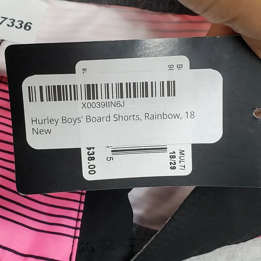 Hurley Boys Shorts 18/29 Multicolor Swimwear Striped Board Shorts Button 9